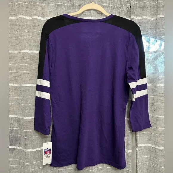 New Women’s NFL Baltimore Ravens Purple 3/4 Sleeve Shirt - Picture 3 of 3